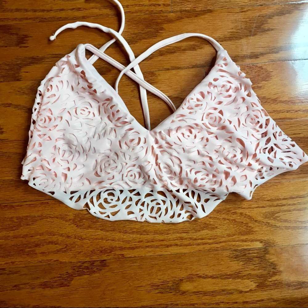 Exhilaration pale pink woman’s bikini swim top M